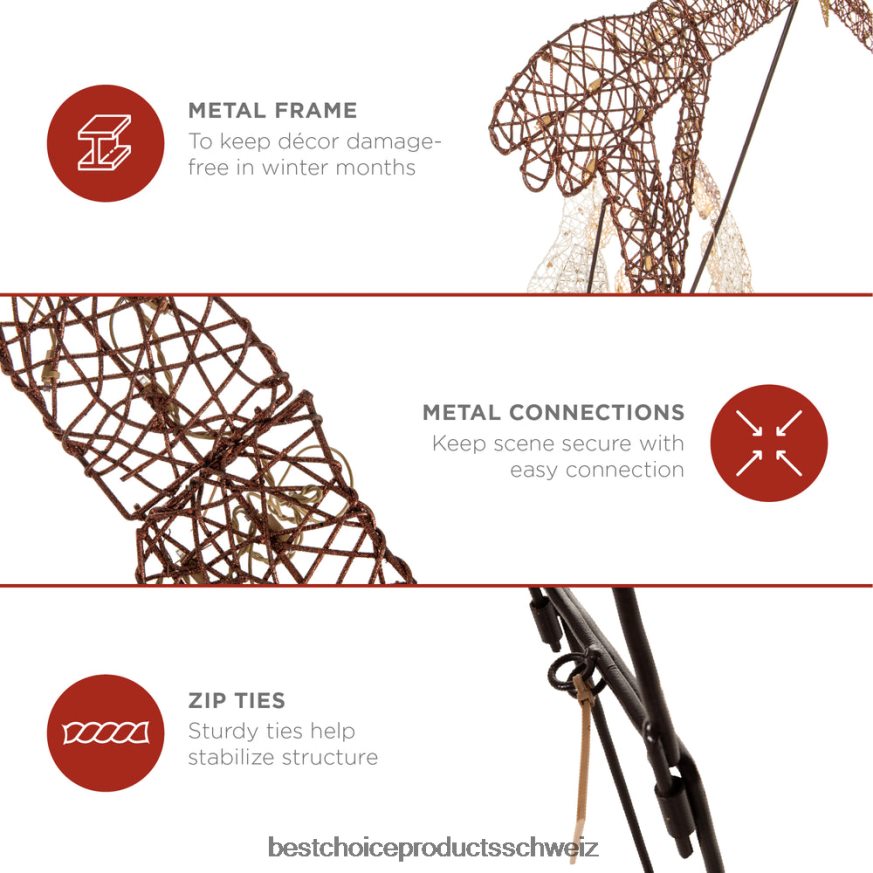 Best Choice Products Beleuchtete Weihnachtskrippe im Freien mit LED-Lichtern braun 2JD02220