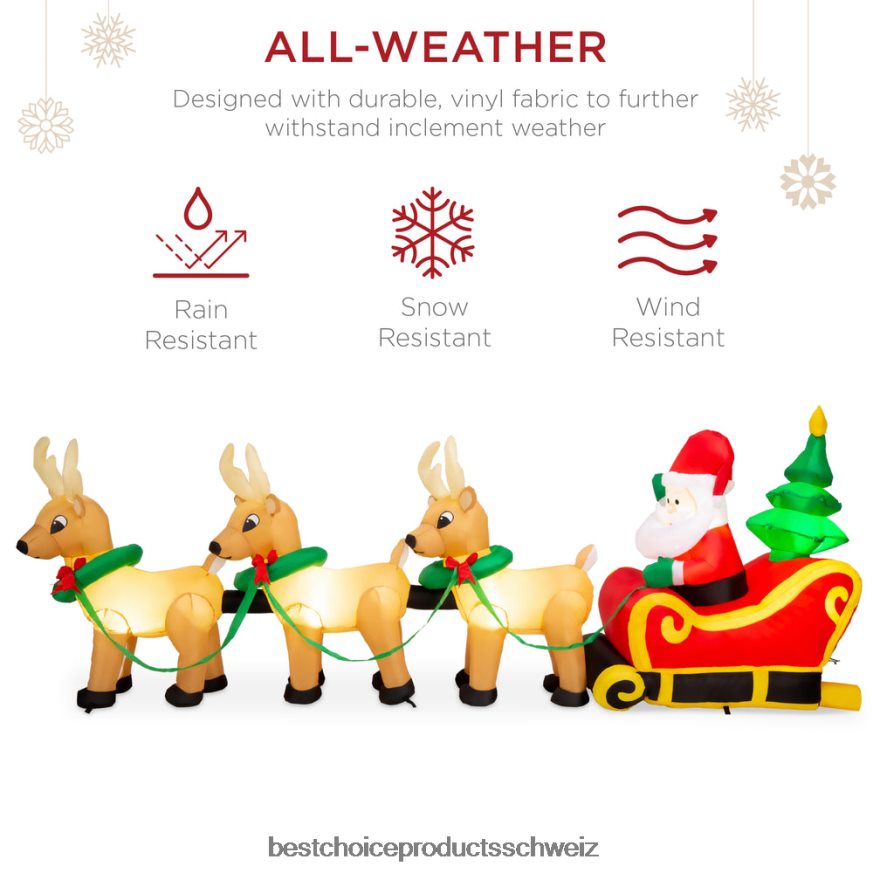 Best Choice Products Beleuchtete aufblasbare Weihnachtsmann- und Rentier-Weihnachtsdekoration Mehrfarbig 2JD02230