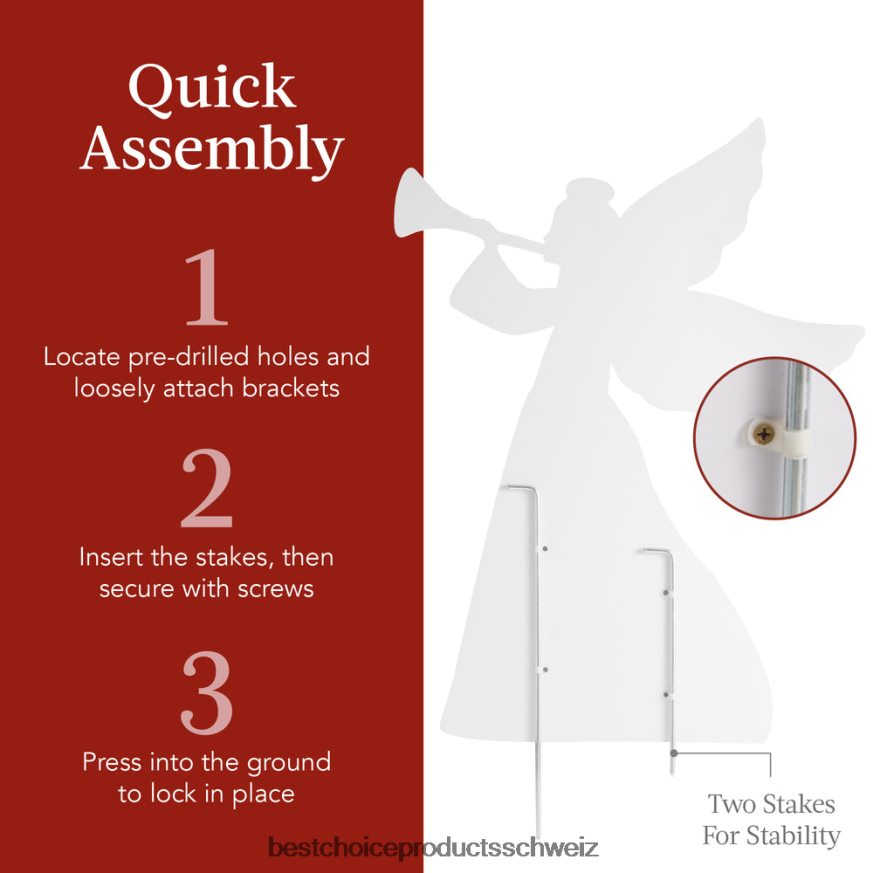 Best Choice Products Set mit 2 Weihnachtsengel-Gartendekorationen aus wetterbeständigem PVC Weiß 2JD02231