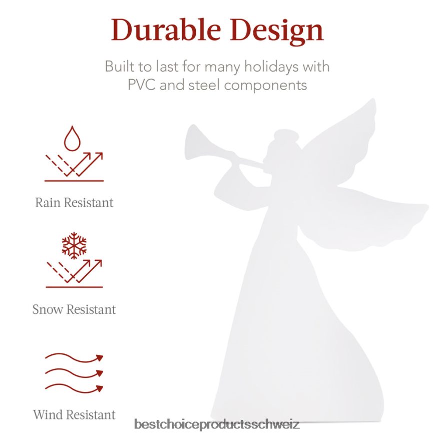 Best Choice Products Set mit 2 Weihnachtsengel-Gartendekorationen aus wetterbeständigem PVC Weiß 2JD02231