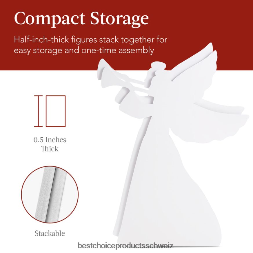 Best Choice Products Set mit 2 Weihnachtsengel-Gartendekorationen aus wetterbeständigem PVC Weiß 2JD02231