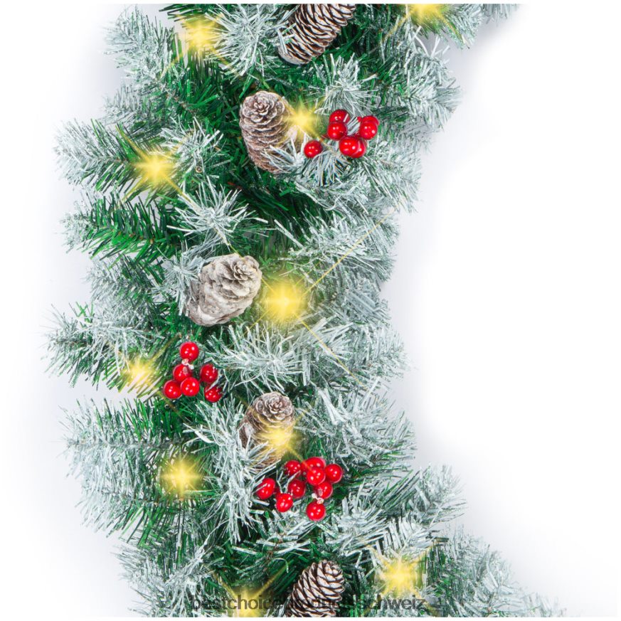 Best Choice Products Vorbeleuchtete, vordekorierte Girlande mit Zweigspitzen aus PVC, 50 Lichter Weiß 2JD022106