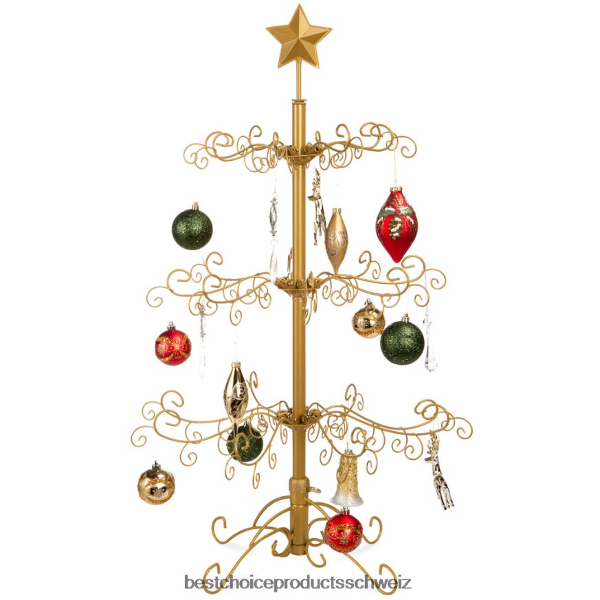 Best Choice Products Weihnachtsbaumschmuck-Display aus Schmiedeeisen mit einfacher Montage Gold 2JD022141