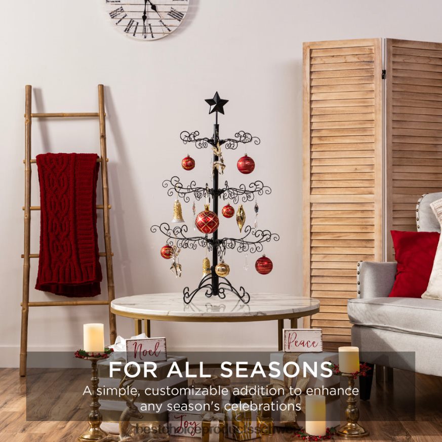 Best Choice Products Weihnachtsbaumschmuck-Display aus Schmiedeeisen mit einfacher Montage Schwarz 2JD022142