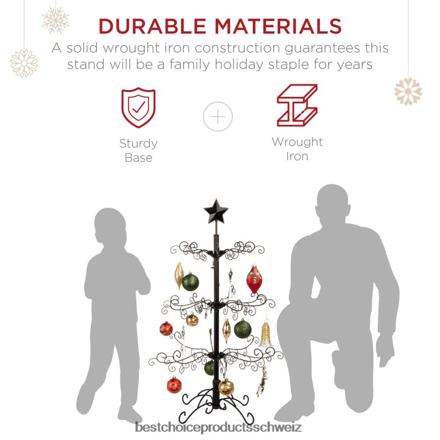 Best Choice Products Weihnachtsbaumschmuck-Display aus Schmiedeeisen mit einfacher Montage Schwarz 2JD022142