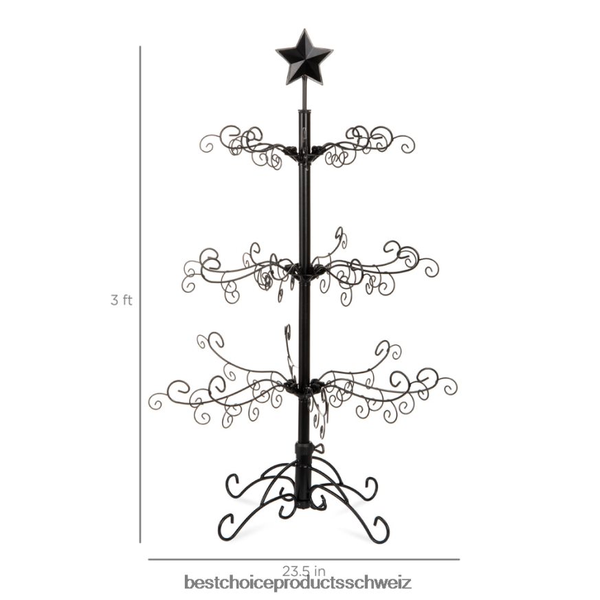 Best Choice Products Weihnachtsbaumschmuck-Display aus Schmiedeeisen mit einfacher Montage Schwarz 2JD022142