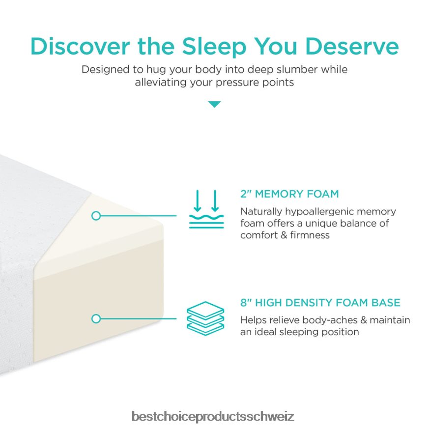 Best Choice Products 10-Zoll-Doppelschicht-Memoryschaummatratze mit Certipur-US-zertifiziertem Schaumstoff Schönheit 2JD0221191