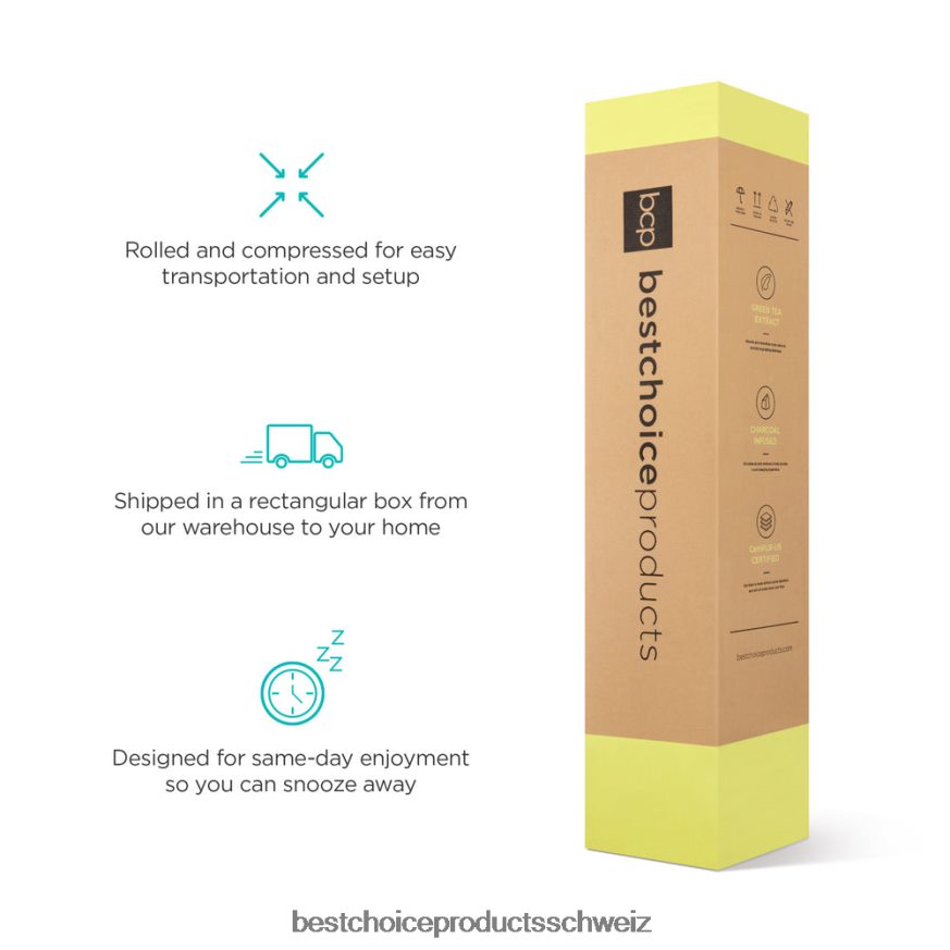 Best Choice Products 12 Zoll mittelweiche Gel-Memory-Schaum-Matratze aus grünem Tee und Bambuskohle Schönheit 2JD0221216