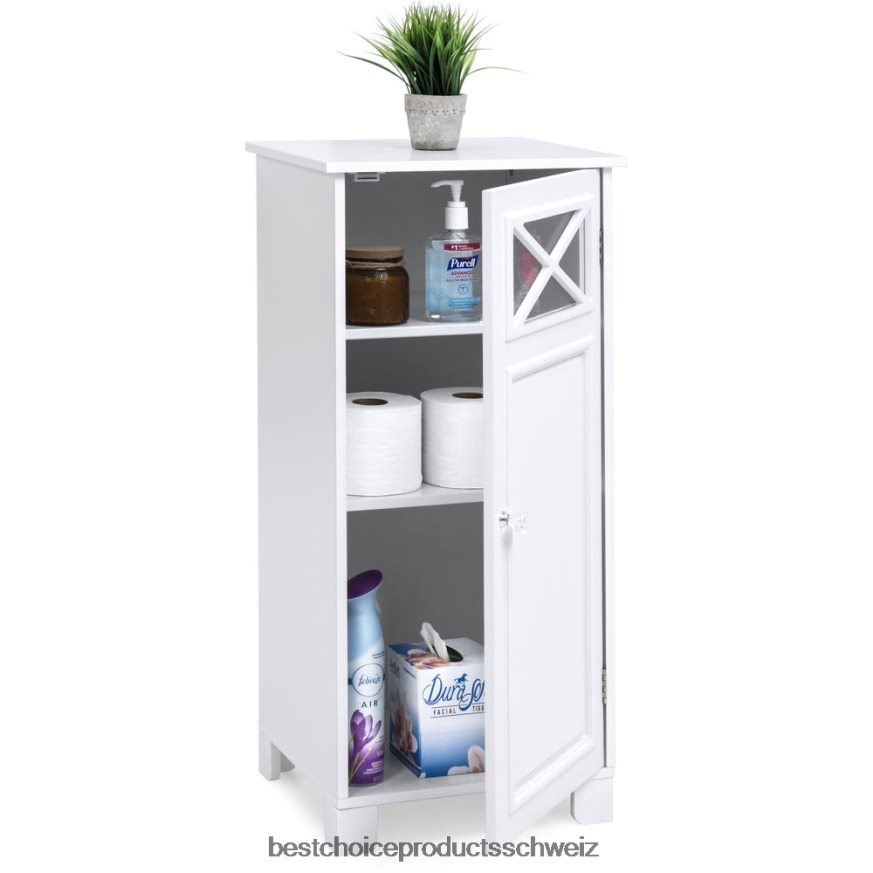 Best Choice Products 3-stöckiger klassischer Holzbodenschrank mit Tür Weiß 2JD0221289