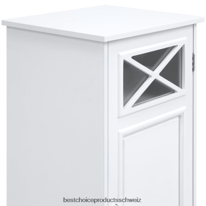 Best Choice Products 3-stöckiger klassischer Holzbodenschrank mit Tür Weiß 2JD0221289