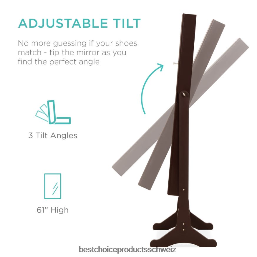 Best Choice Products 6-stufiger Schmuckspiegelschrank mit LED-Beleuchtung Espresso 2JD022711