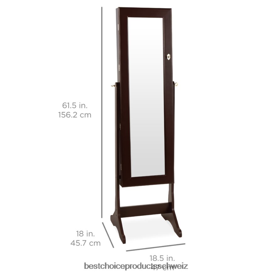 Best Choice Products 6-stufiger Schmuckspiegelschrank mit LED-Beleuchtung Espresso 2JD022711