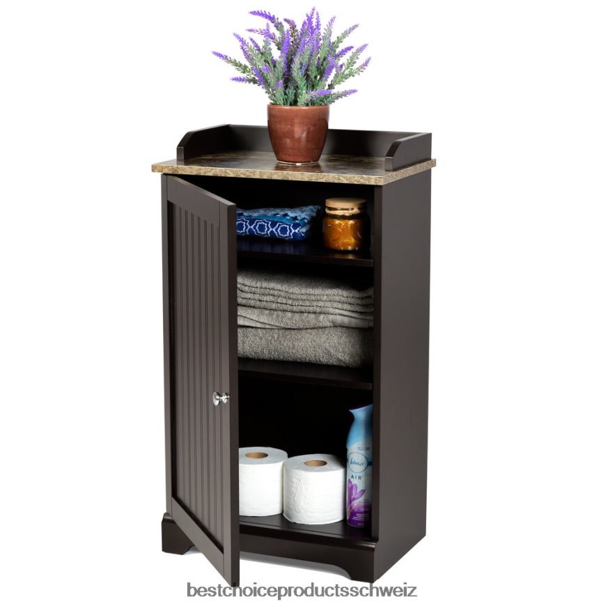Best Choice Products Badezimmer-Bodenschrank mit vielseitiger Tür braun 2JD0221272
