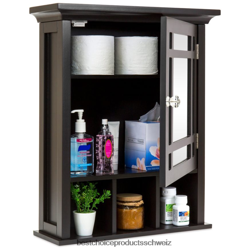 Best Choice Products Badezimmer-Kosmetikspiegel-Wandschrank Espresso 2JD0221290
