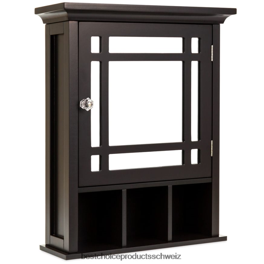 Best Choice Products Badezimmer-Kosmetikspiegel-Wandschrank Espresso 2JD0221290