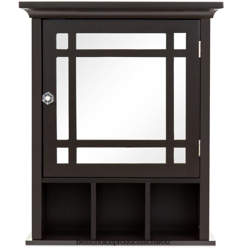 Best Choice Products Badezimmer-Kosmetikspiegel-Wandschrank Espresso 2JD0221290