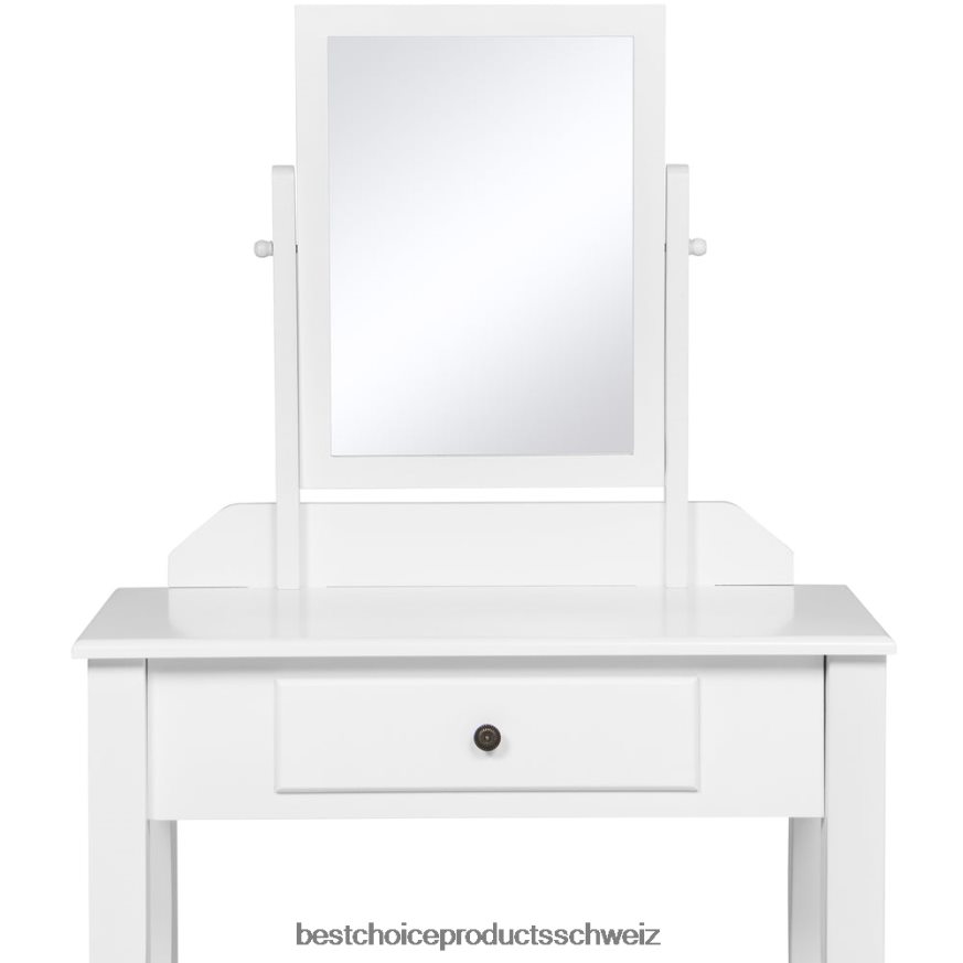 Best Choice Products Badezimmer-Schminktisch-Set mit Hocker Weiß 2JD0221302