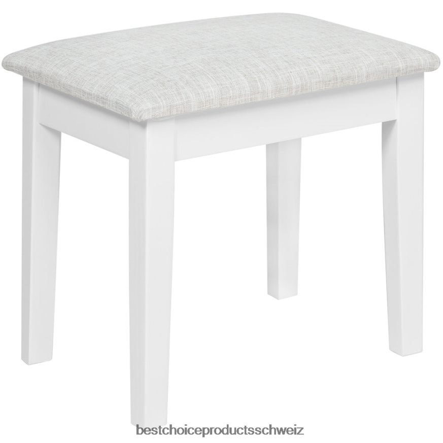 Best Choice Products Badezimmer-Schminktisch-Set mit Hocker Weiß 2JD0221302