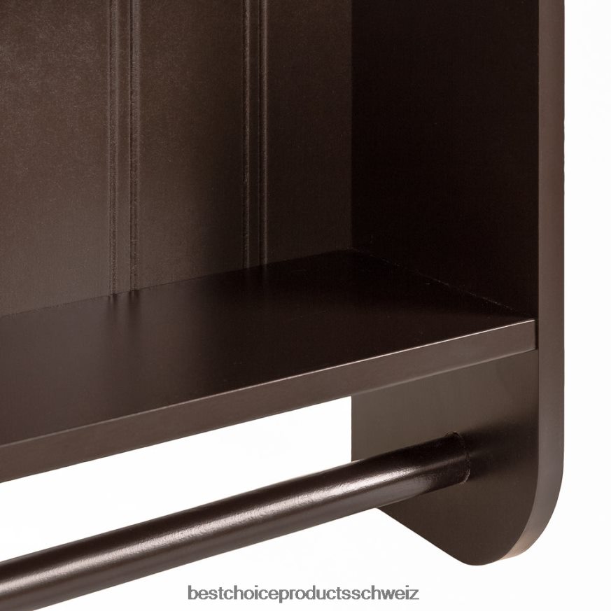 Best Choice Products Badezimmer-Wandaufbewahrungsschrank mit Doppeltüren und Handtuchhalter Espresso 2JD0221285