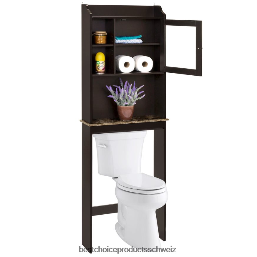Best Choice Products Badezimmerschrank über der Toilette mit 1 Tür Espresso 2JD0221287