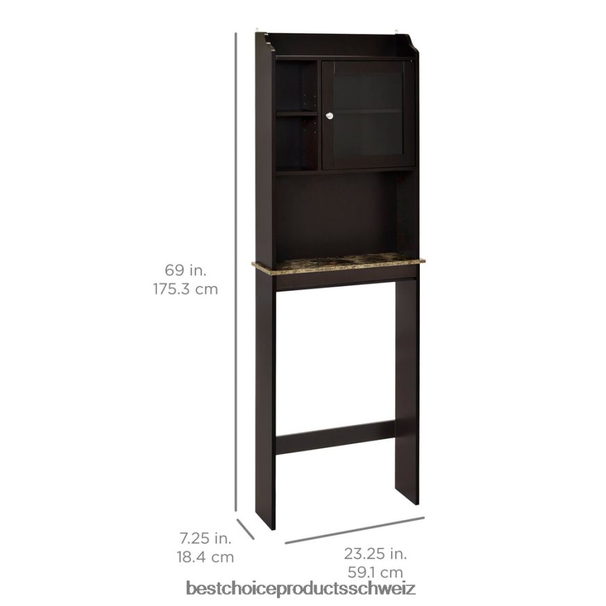 Best Choice Products Badezimmerschrank über der Toilette mit 1 Tür Espresso 2JD0221287