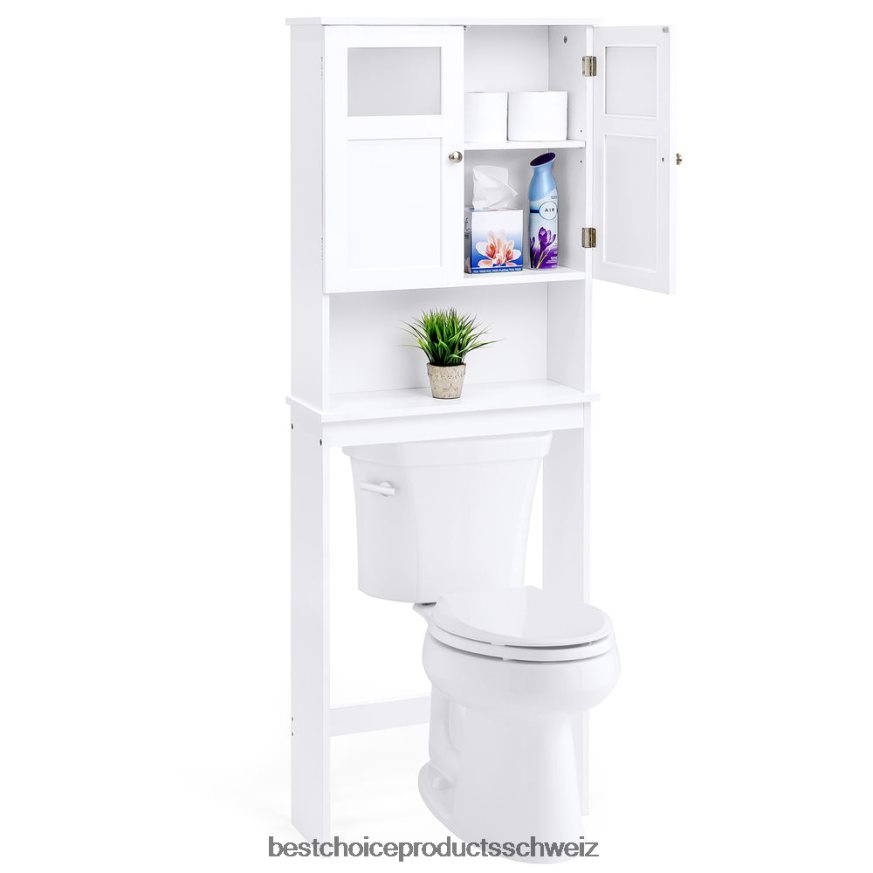 Best Choice Products Badezimmerschrank mit Doppeltür über der Toilette Weiß 2JD0221280