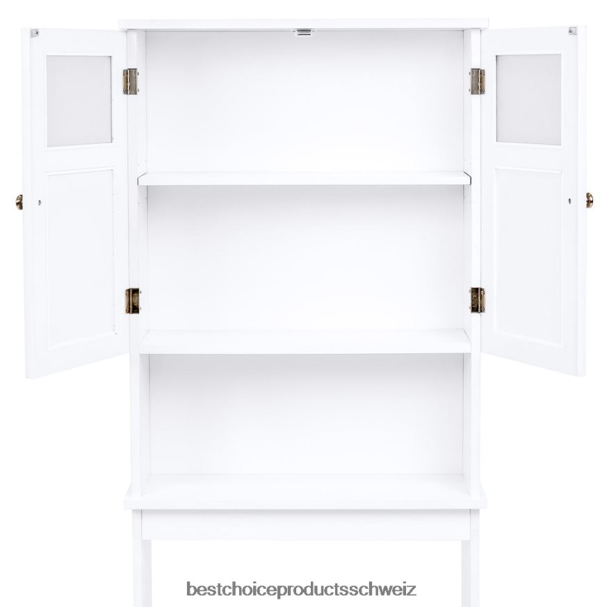 Best Choice Products Badezimmerschrank mit Doppeltür über der Toilette Weiß 2JD0221280