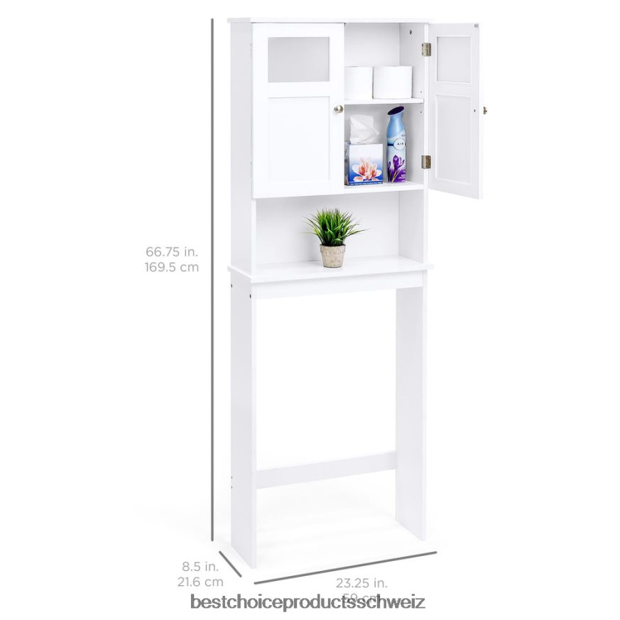 Best Choice Products Badezimmerschrank mit Doppeltür über der Toilette Weiß 2JD0221280