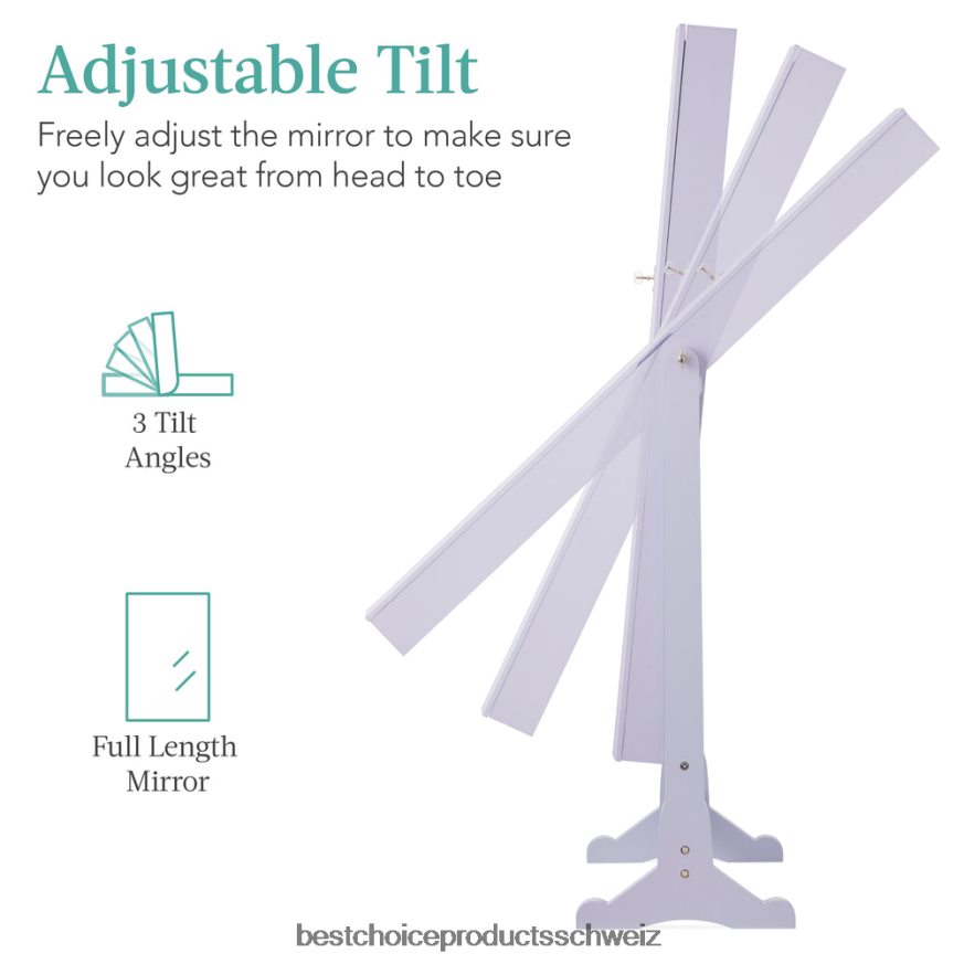 Best Choice Products Freistehender Schmuckspiegelschrank in voller Länge mit Samtinnenseite Lavendel 2JD0221200