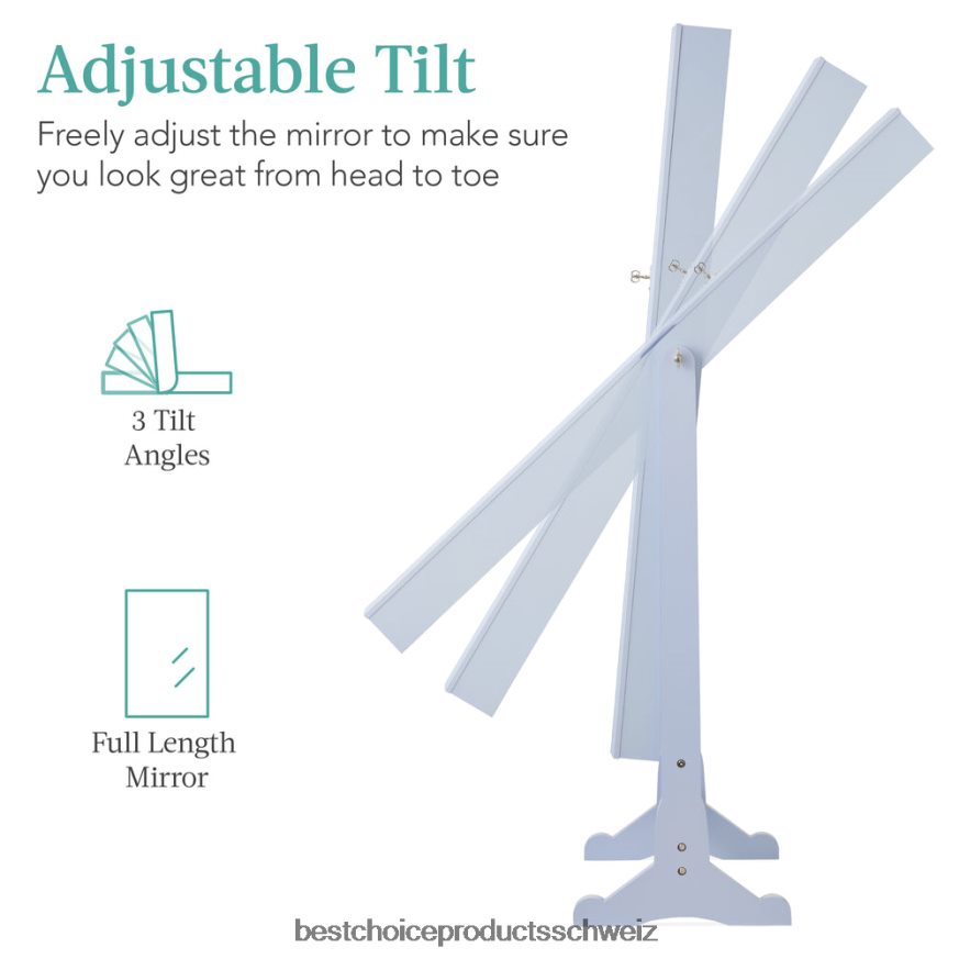 Best Choice Products Freistehender Schmuckspiegelschrank in voller Länge mit Samtinnenseite puderblau 2JD0221203