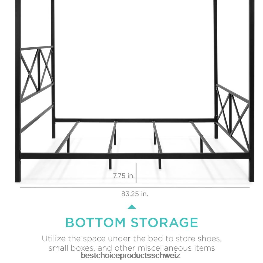 Best Choice Products Modernes 4-Pfosten-Queensize-Himmelbett aus Metall mit Kopf- und Fußteil Weiß 2JD0221300