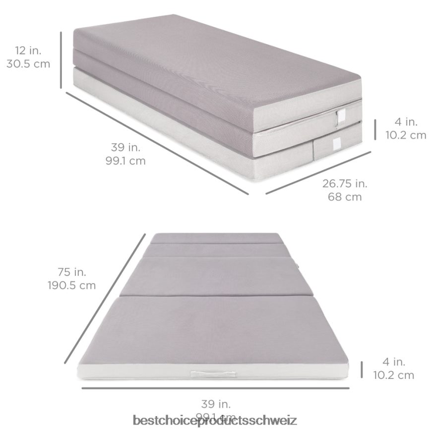 Best Choice Products Zusammenklappbare, tragbare Matratzenauflage mit weichem Schaumstoff Schönheit 2JD022343