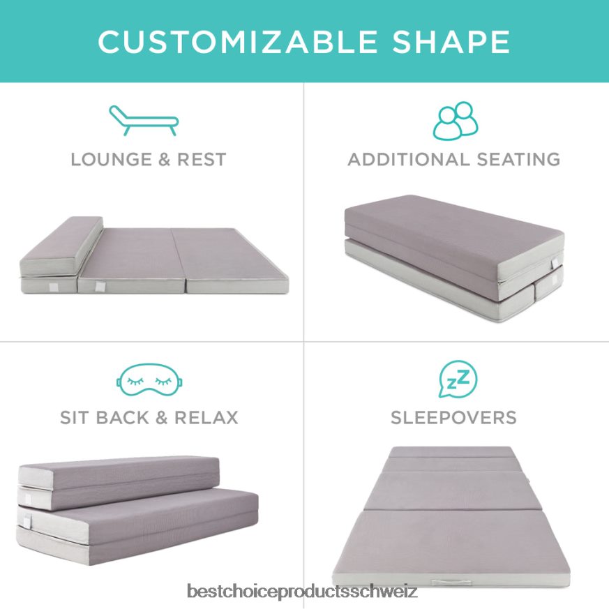 Best Choice Products Zusammenklappbare, tragbare Matratzenauflage mit weichem Schaumstoff Schönheit 2JD022345