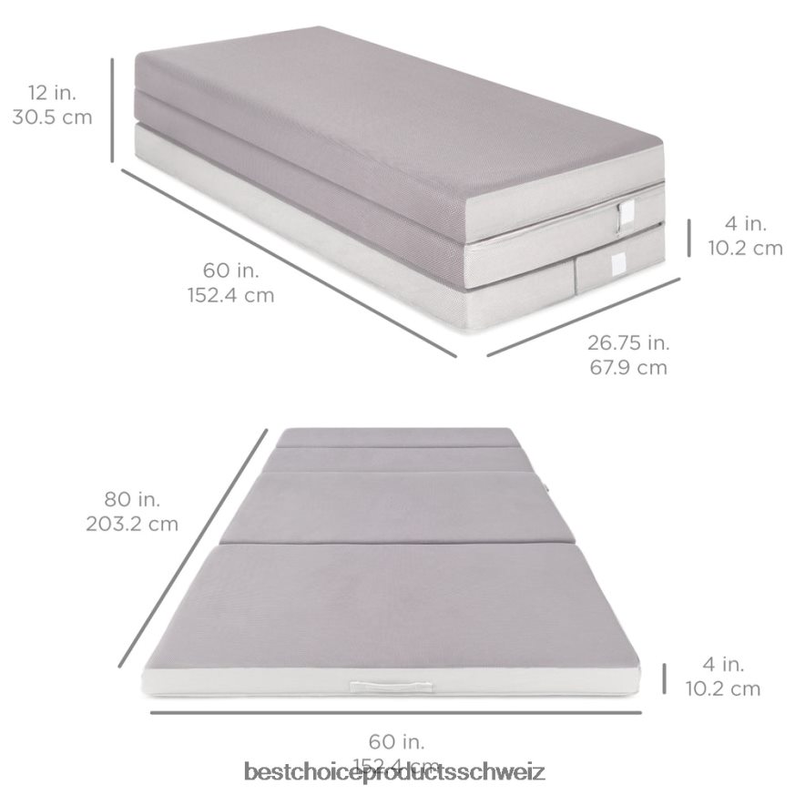 Best Choice Products Zusammenklappbare, tragbare Matratzenauflage mit weichem Schaumstoff Schönheit 2JD022345