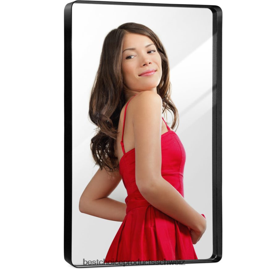 Best Choice Products 2-Wege-Rechteck-Wandspiegel mit abgerundeten Ecken, Anti-Strahl-Folie Matt-schwarz 2JD022360