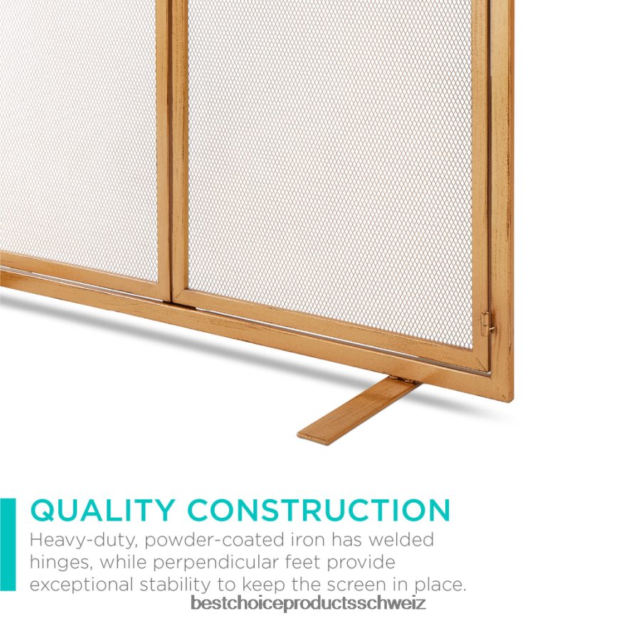 Best Choice Products 2-türiger Kaminschirm aus Schmiedeeisen mit magnetischen Türen Gold 2JD022353