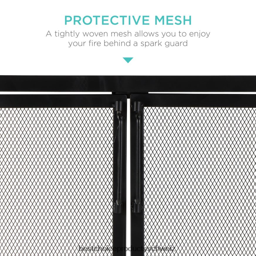 Best Choice Products 2-türiger Kaminschirm aus Schmiedeeisen mit magnetischen Türen Schwarz 2JD022354