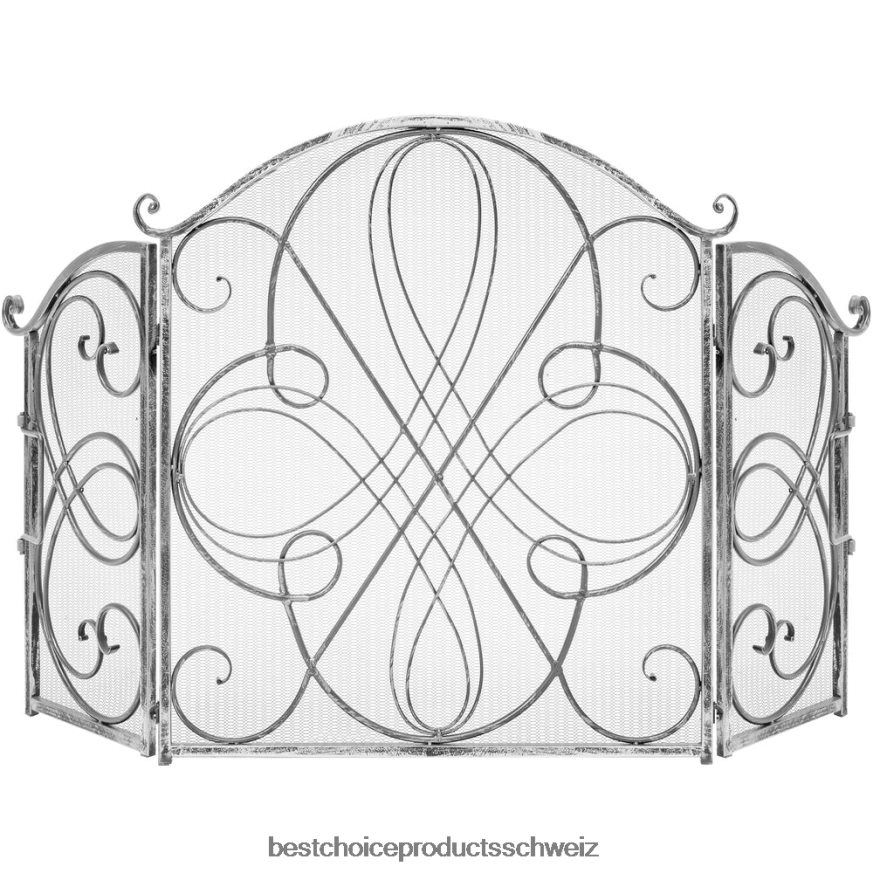 Best Choice Products 3-teilige Kaminschutzabdeckung aus schmiedeeisernem Metall mit Scroll-Design Zinn 2JD0221263