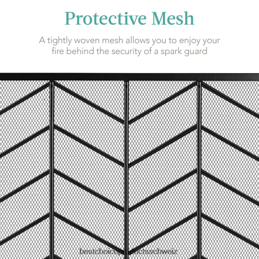 Best Choice Products 3-teiliger Chevron-Kaminschirm aus Eisen mit Griffen Schwarz 2JD0221261