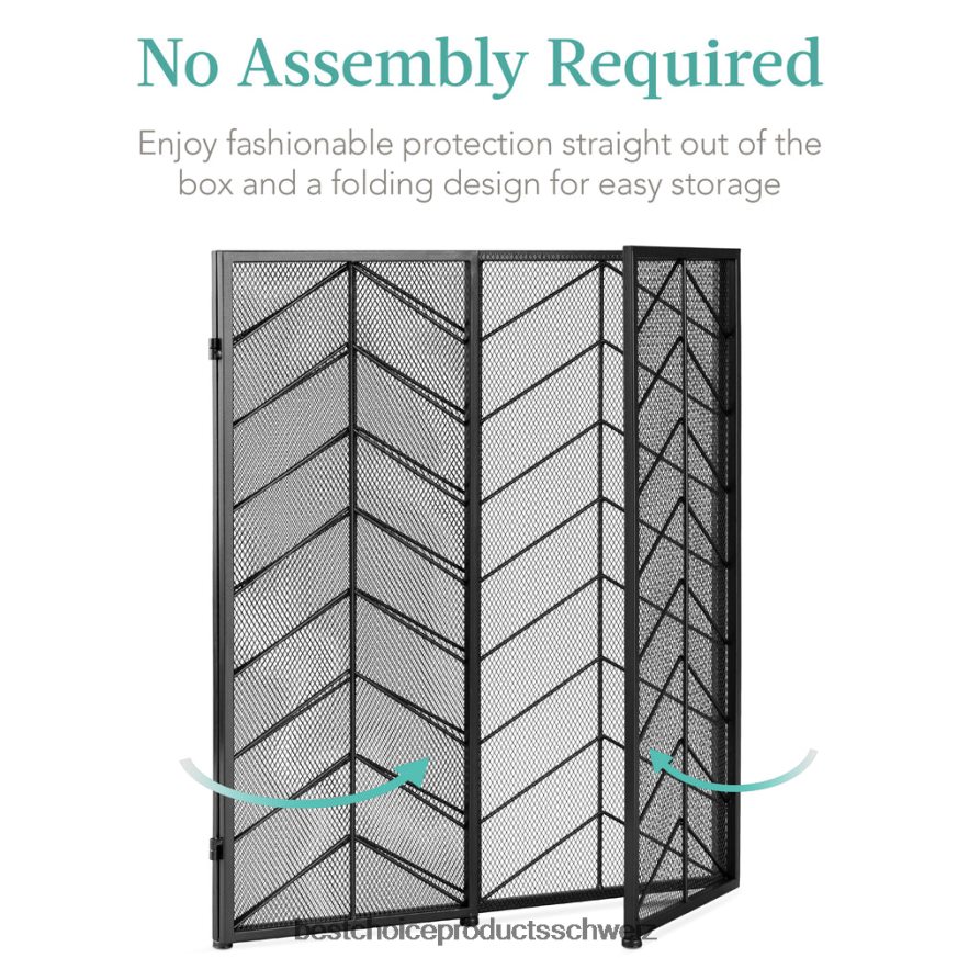 Best Choice Products 3-teiliger Chevron-Kaminschirm aus Eisen mit Griffen Schwarz 2JD0221261
