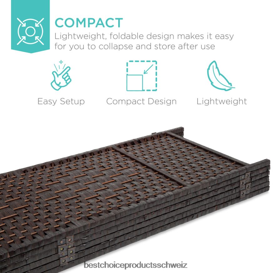 Best Choice Products 6 Fuß hoher Raumteiler, faltbarer Sichtschutz aus 6 Feldern mit Rautenmuster dunkler Mokka 2JD0221283