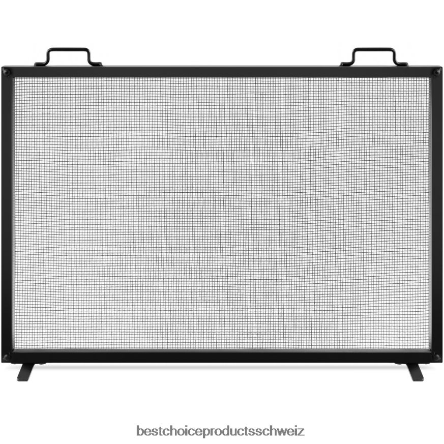 Best Choice Products Einteilige, handgefertigte Kaminblende aus Stahlgeflecht mit Griffen Schwarz 2JD022346