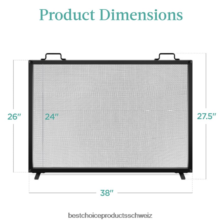 Best Choice Products Einteilige, handgefertigte Kaminblende aus Stahlgeflecht mit Griffen Schwarz 2JD022346