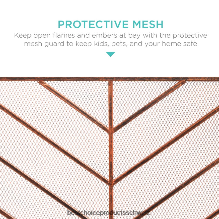 Best Choice Products Einteiliger Chevron-Kaminschirm aus Eisen mit antikem Finish Kupfer 2JD0221233