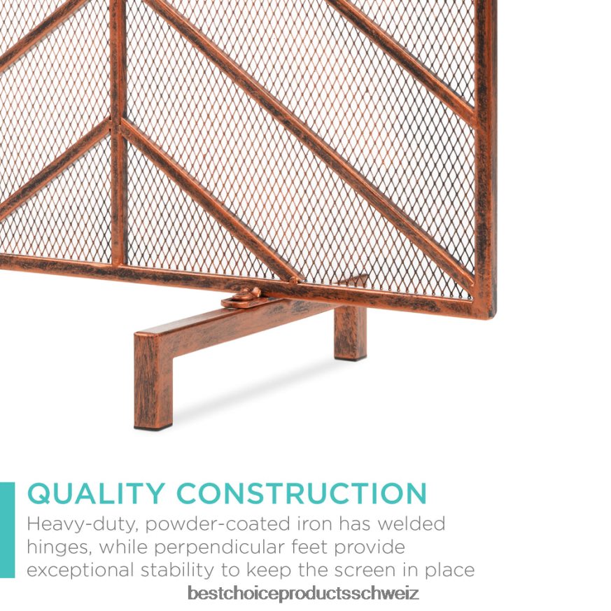 Best Choice Products Einteiliger Chevron-Kaminschirm aus Eisen mit antikem Finish Kupfer 2JD0221233