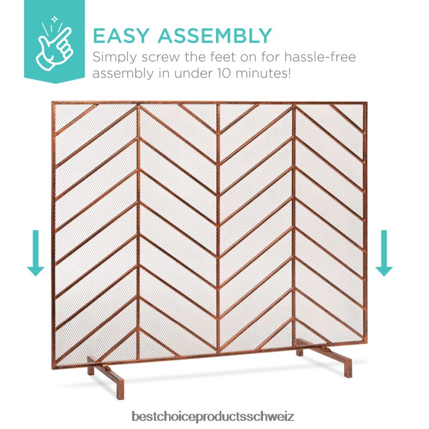 Best Choice Products Einteiliger Chevron-Kaminschirm aus Eisen mit antikem Finish Kupfer 2JD0221233