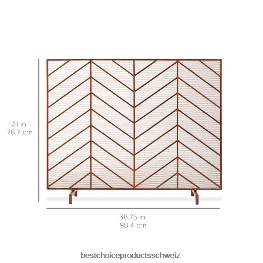 Best Choice Products Einteiliger Chevron-Kaminschirm aus Eisen mit antikem Finish Kupfer 2JD0221233