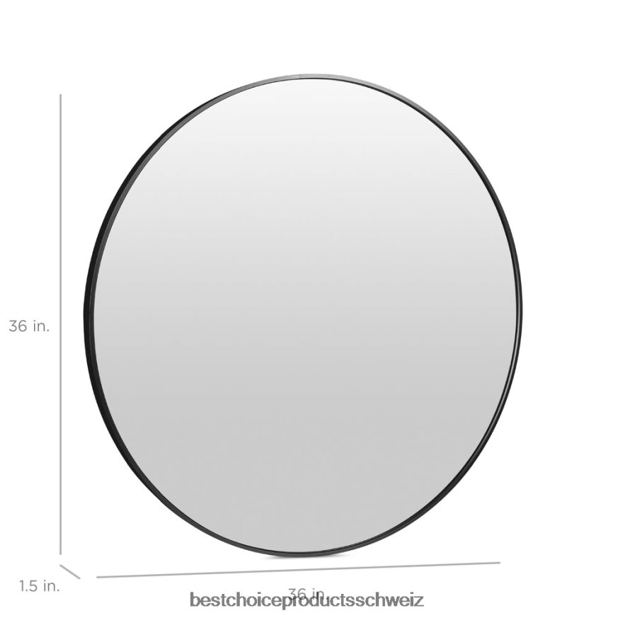 Best Choice Products Gerahmter runder Badezimmerspiegel mit Anti-Strahl-Folie Matt-schwarz 2JD022387