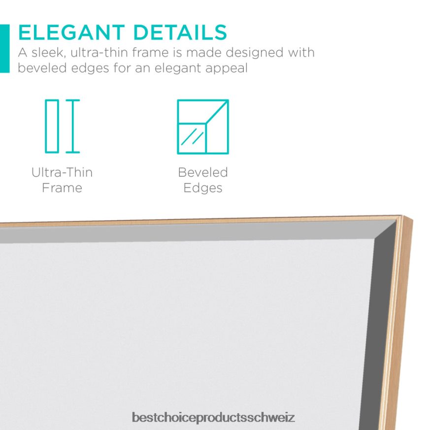 Best Choice Products Großer Ganzkörperspiegel, Wandspiegel und schiefer Bodenspiegel Gold 2JD022651