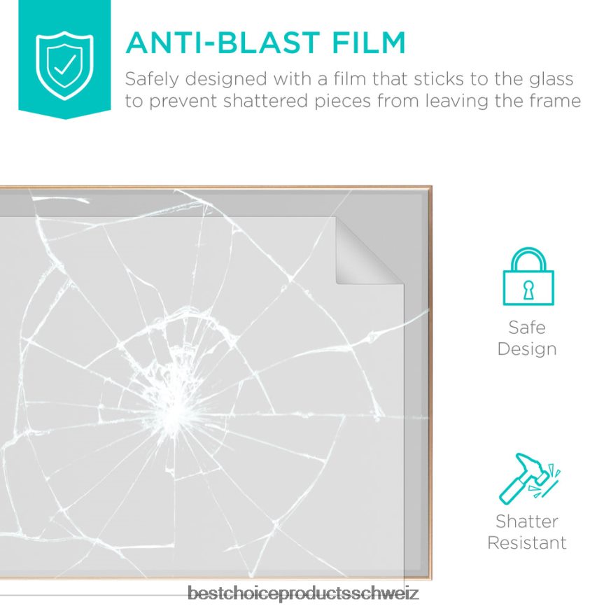 Best Choice Products Großer Ganzkörperspiegel, Wandspiegel und schiefer Bodenspiegel Gold 2JD022651